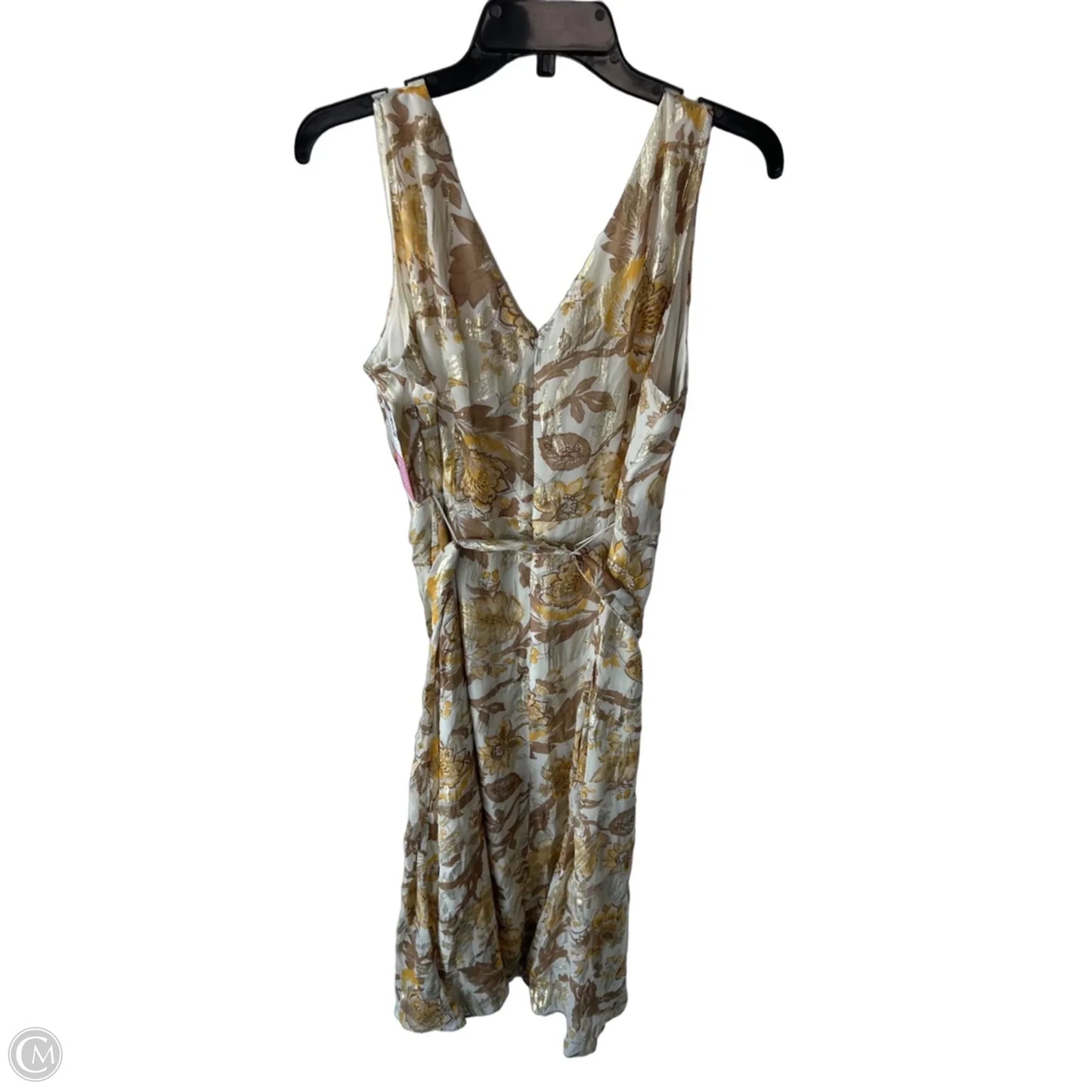 Dress Party Midi By Talbots In Tan & Yellow, Size: L