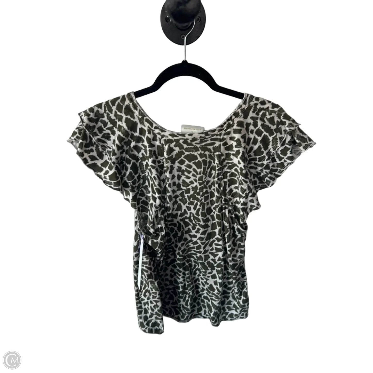 Top Short Sleeve By Maeve In Green & Tan, Size: L