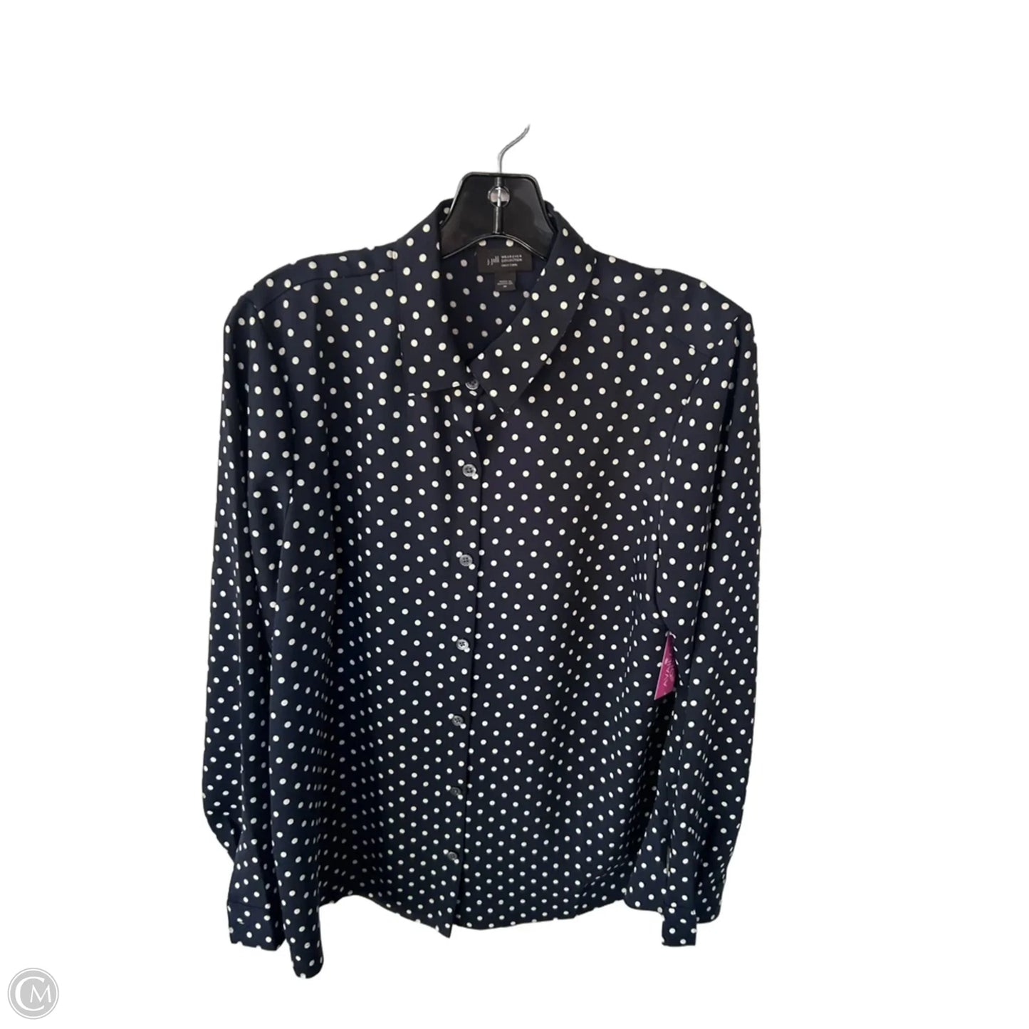 Top Long Sleeve By J. Jill In Blue & White, Size: M