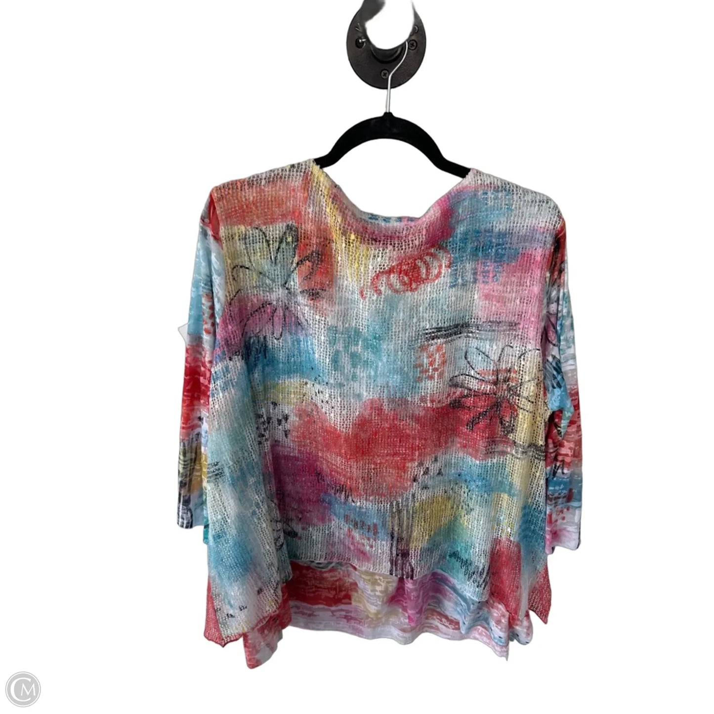 Top 3/4 Sleeve By Ali Miles In Blue & Orange, Size: 2x