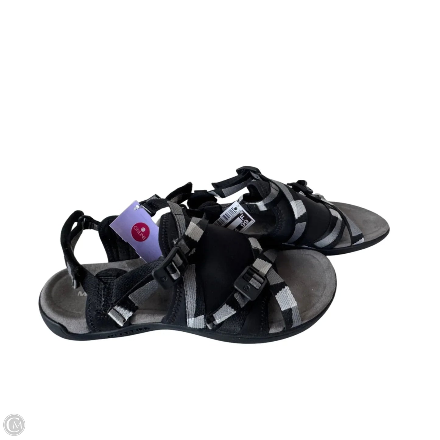 Sandals Flats By Merrell In Black & Grey, Size: 10