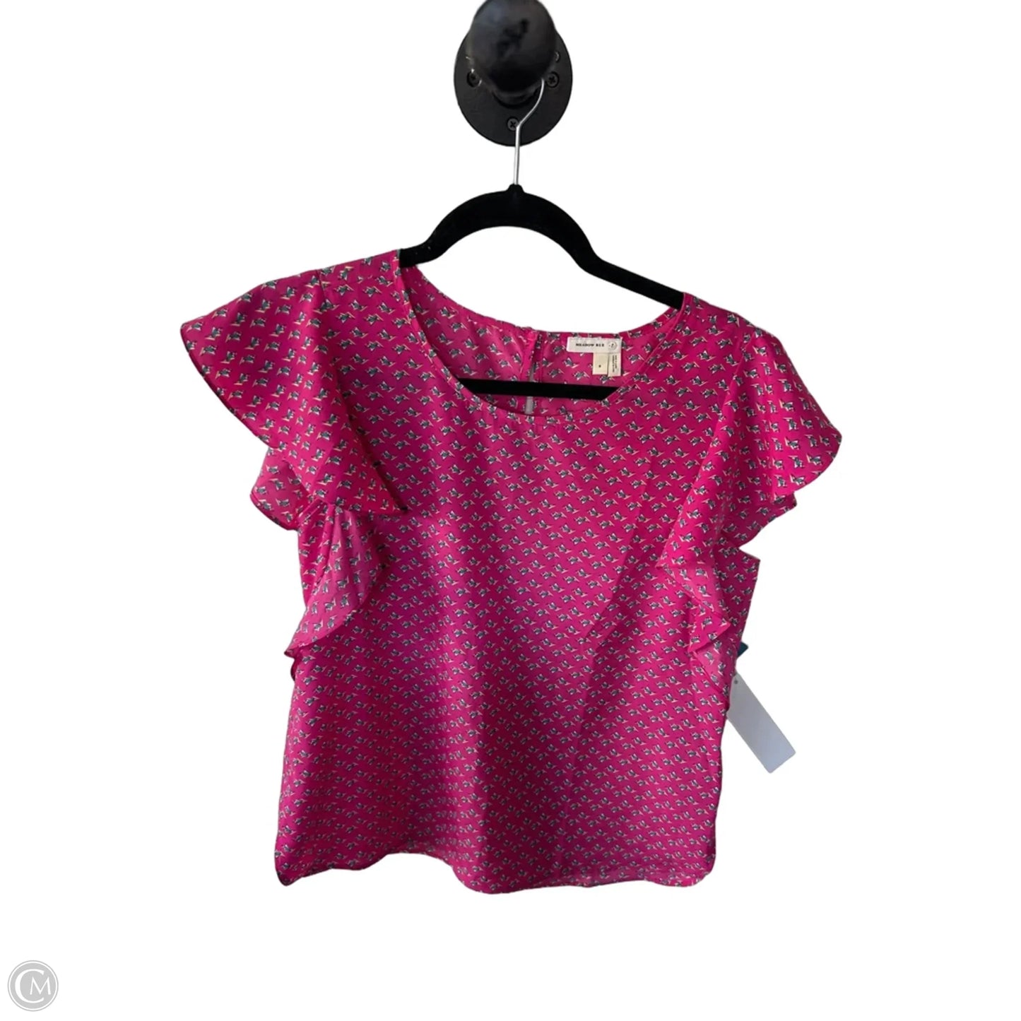 Top Short Sleeve By Meadow Rue In Green & Pink, Size: S