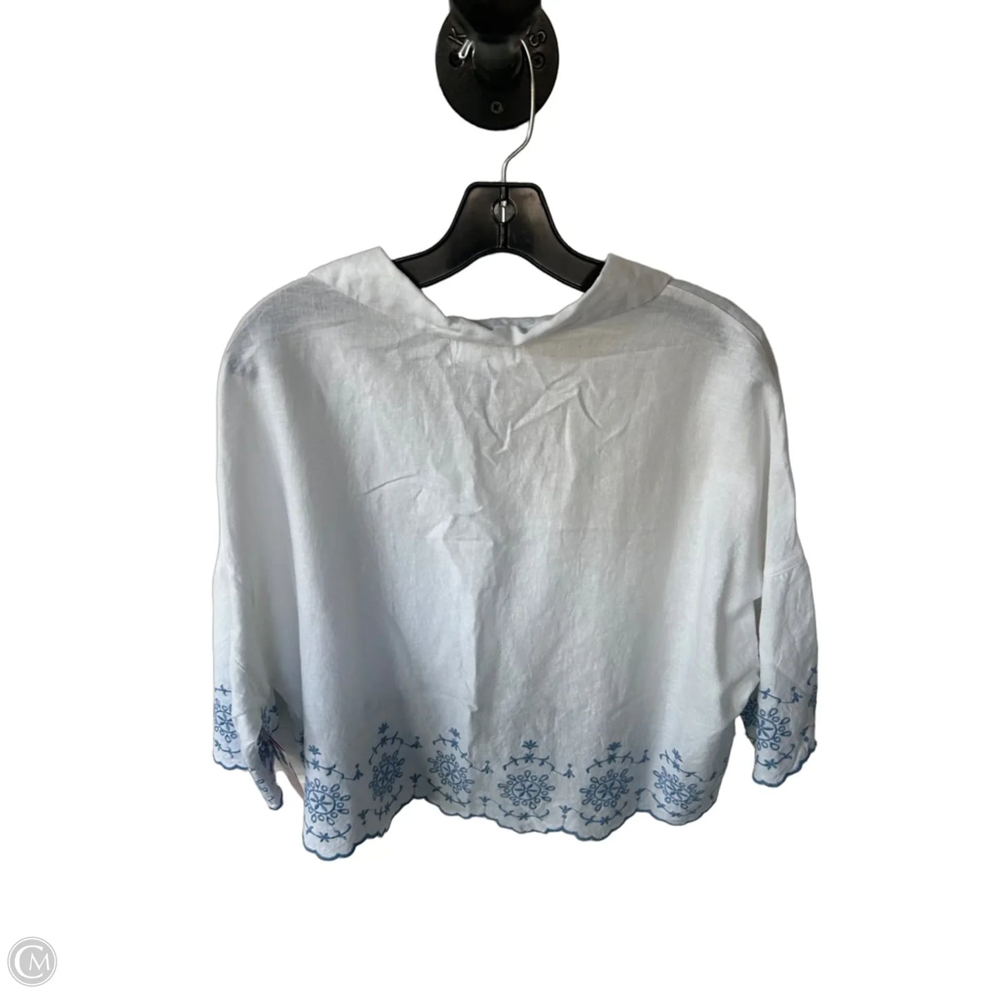 Top Short Sleeve By Calypso St Barth In Blue & White, Size: L