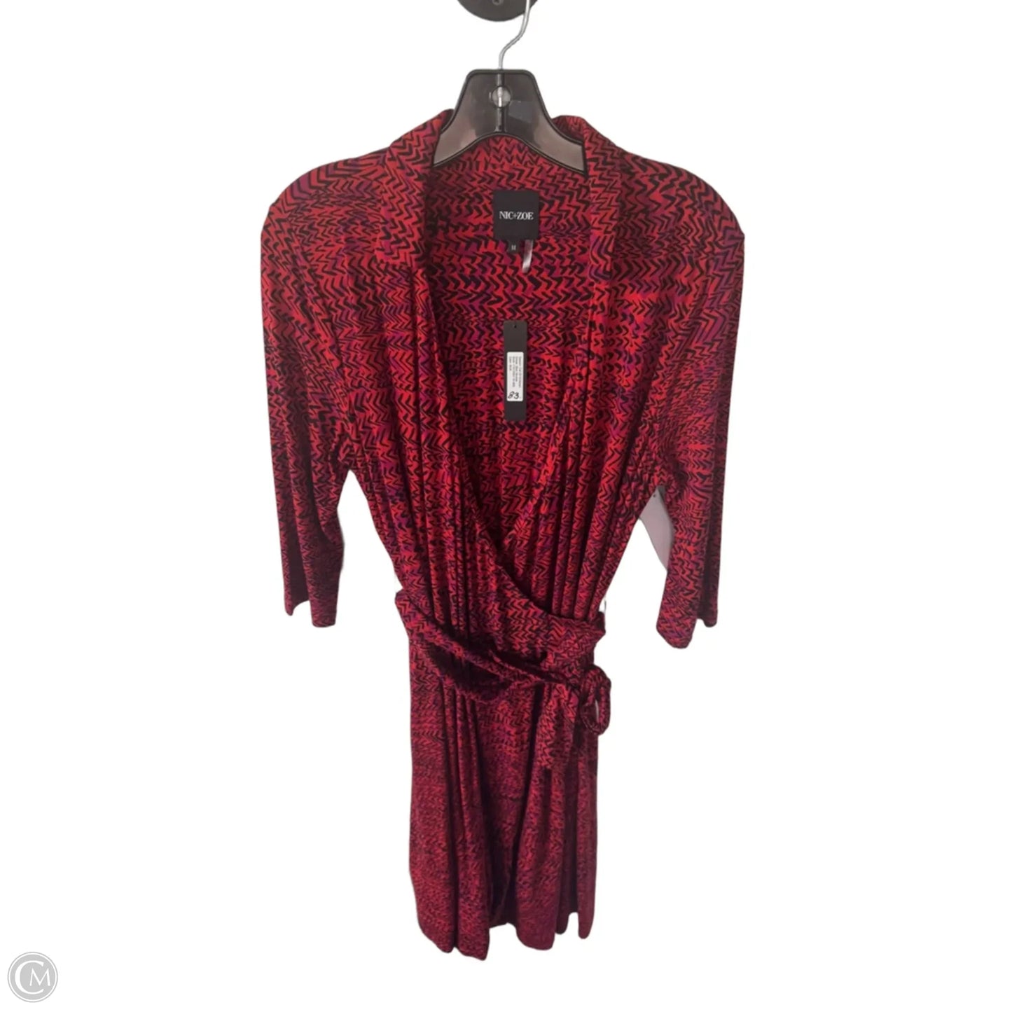 Dress Casual Midi By Nic + Zoe In Black & Orange, Size: M