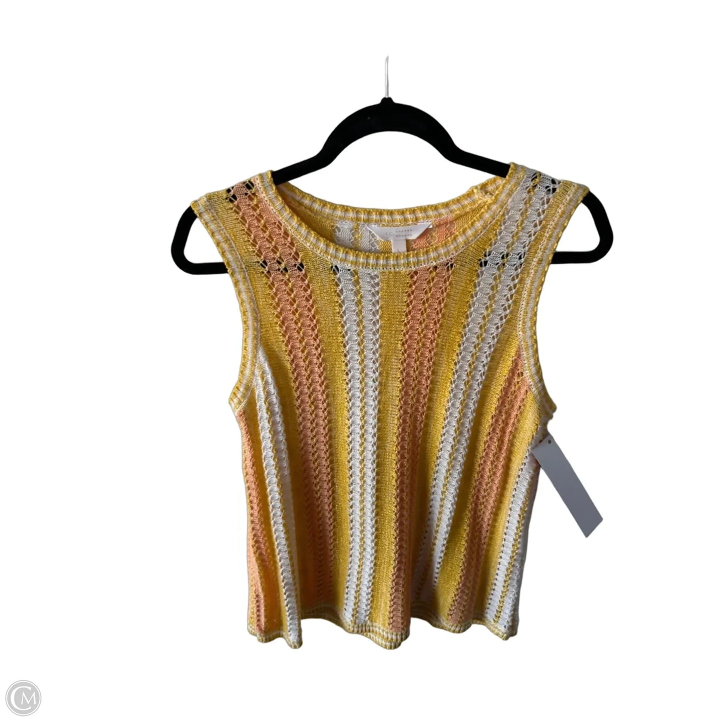 Vest Sweater By Lc Lauren Conrad In Orange & Yellow, Size: L