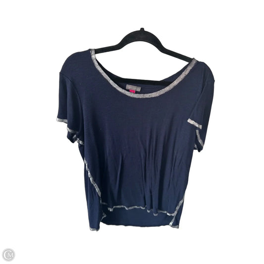 Top Short Sleeve By Vince Camuto In Blue & Silver, Size: M