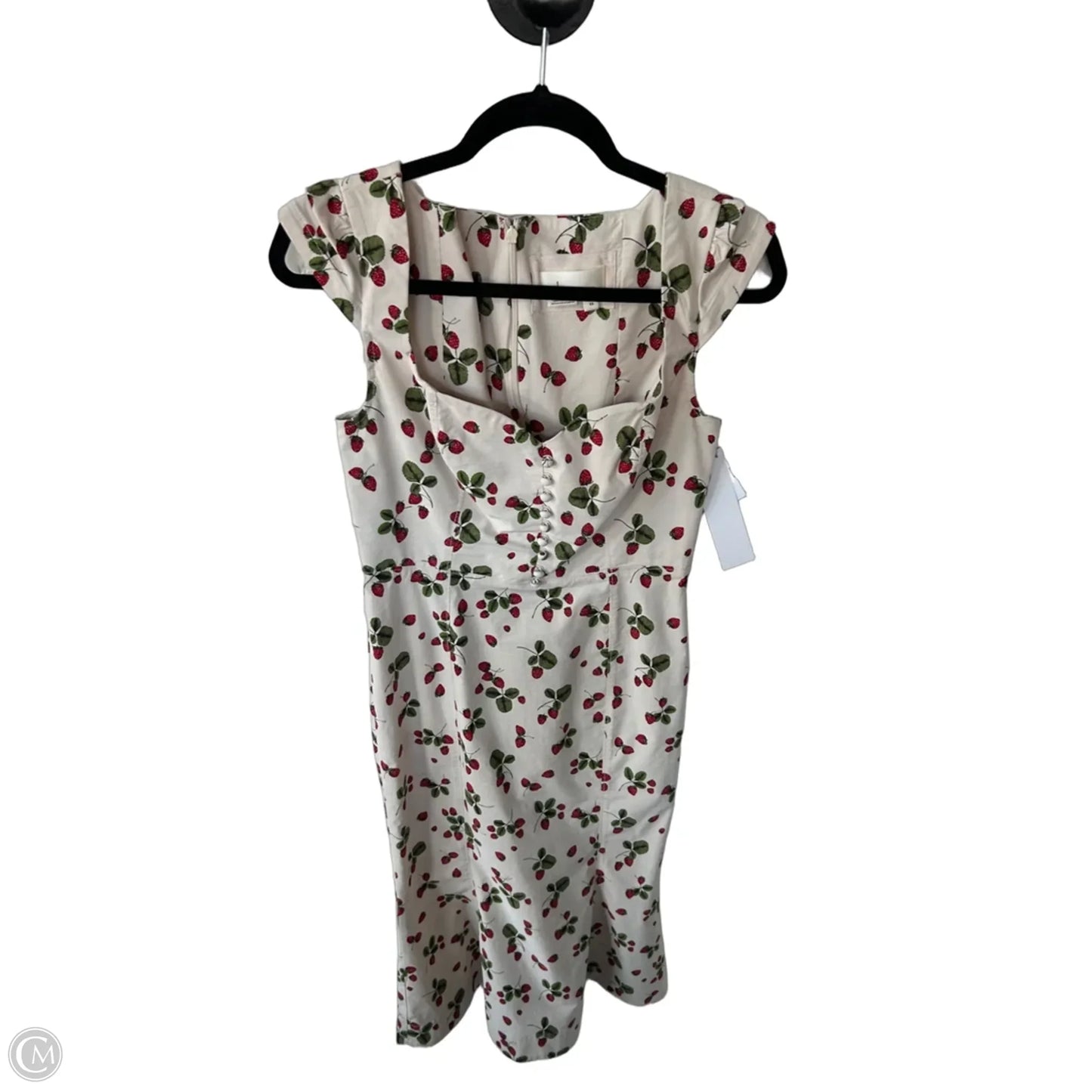 Dress Casual Midi By Anthropologie In Cream & Red, Size: Xs
