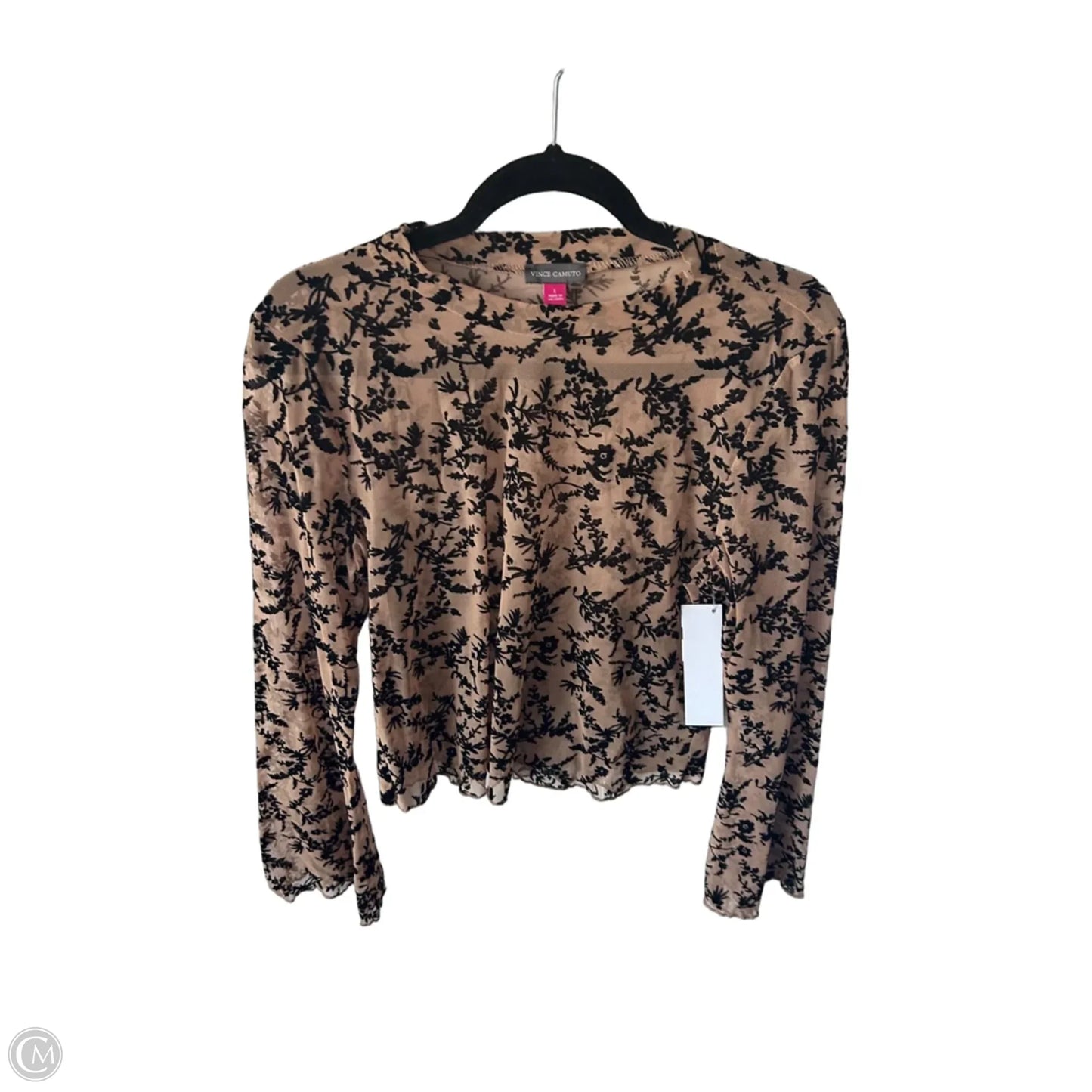 Top Long Sleeve By Vince Camuto In Black & Brown, Size: L