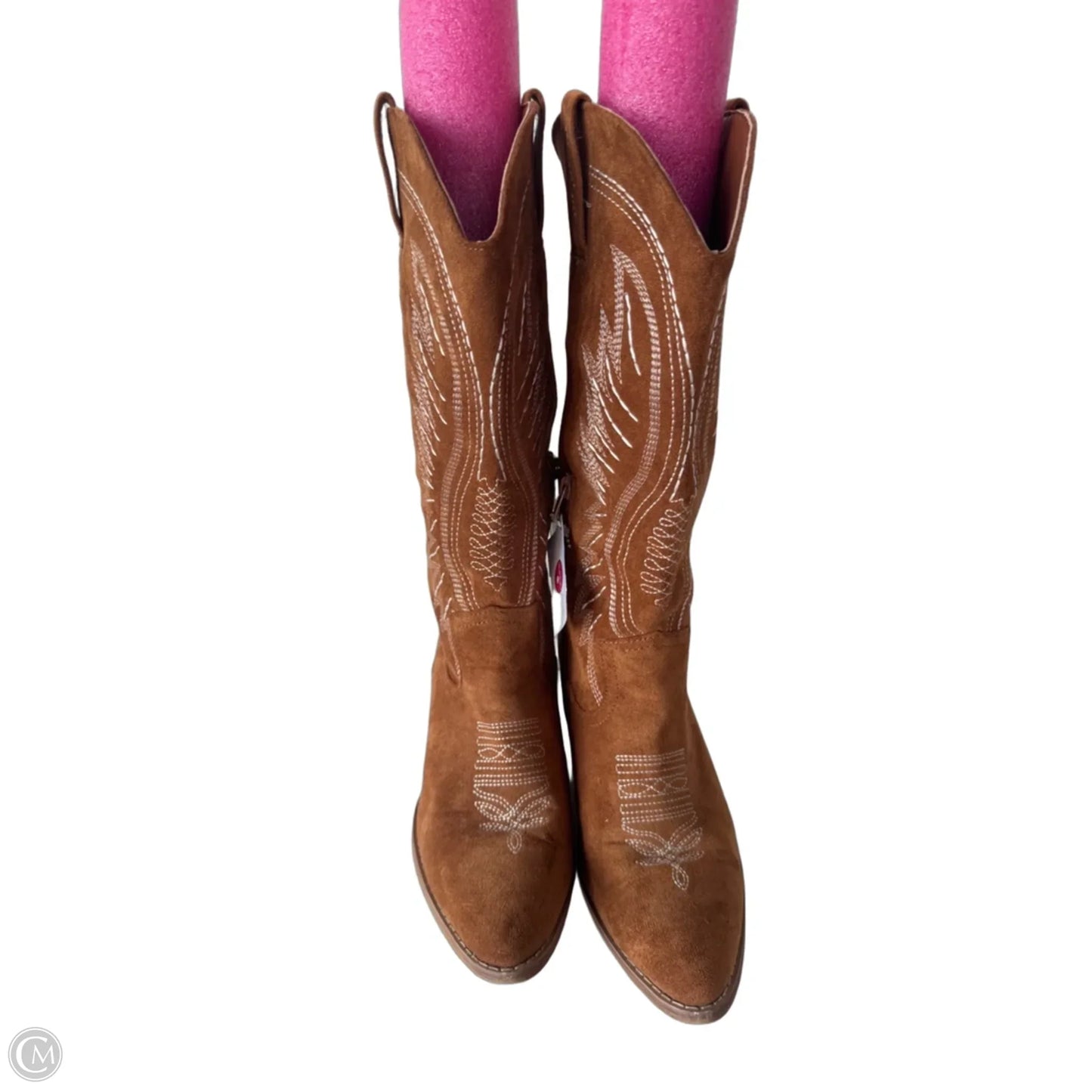 Boots Ankle Heels By Cme In Brown & White, Size: 7