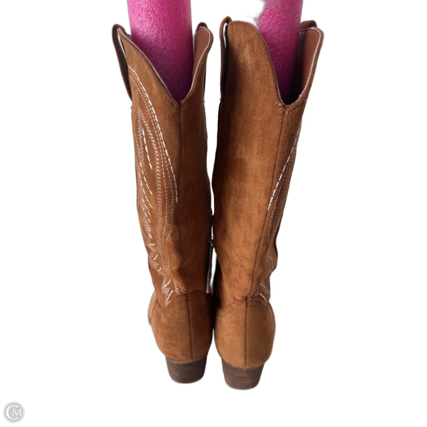 Boots Ankle Heels By Cme In Brown & White, Size: 7