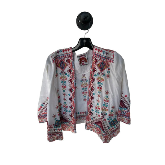 Cardigan Designer By Johnny Was In Blue & White, Size: Xs