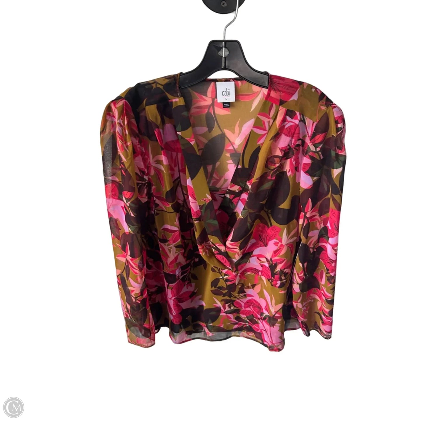 Top 2pc Long Sleeve By Cabi In Green & Pink, Size: L