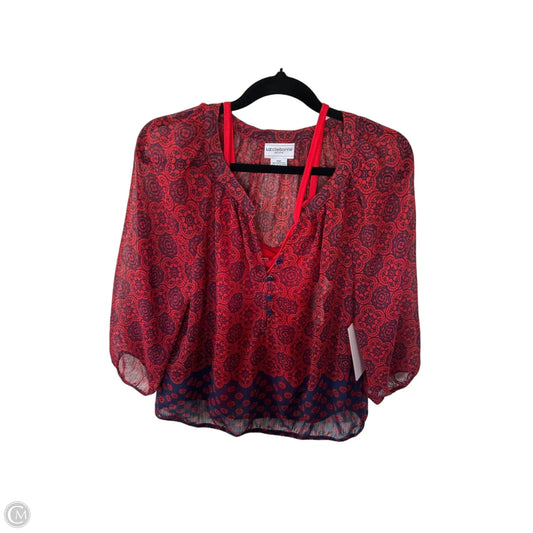 Top 2pc 3/4 Sleeve By Liz Claiborne In Blue & Red, Size: Mp