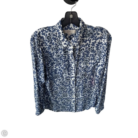 Top Long Sleeve By Loft In Blue & White, Size: S