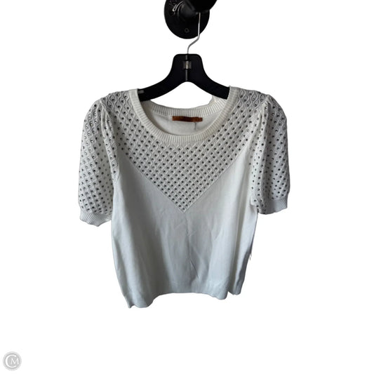 Sweater Short Sleeve By Belldini In Silver & White, Size: M