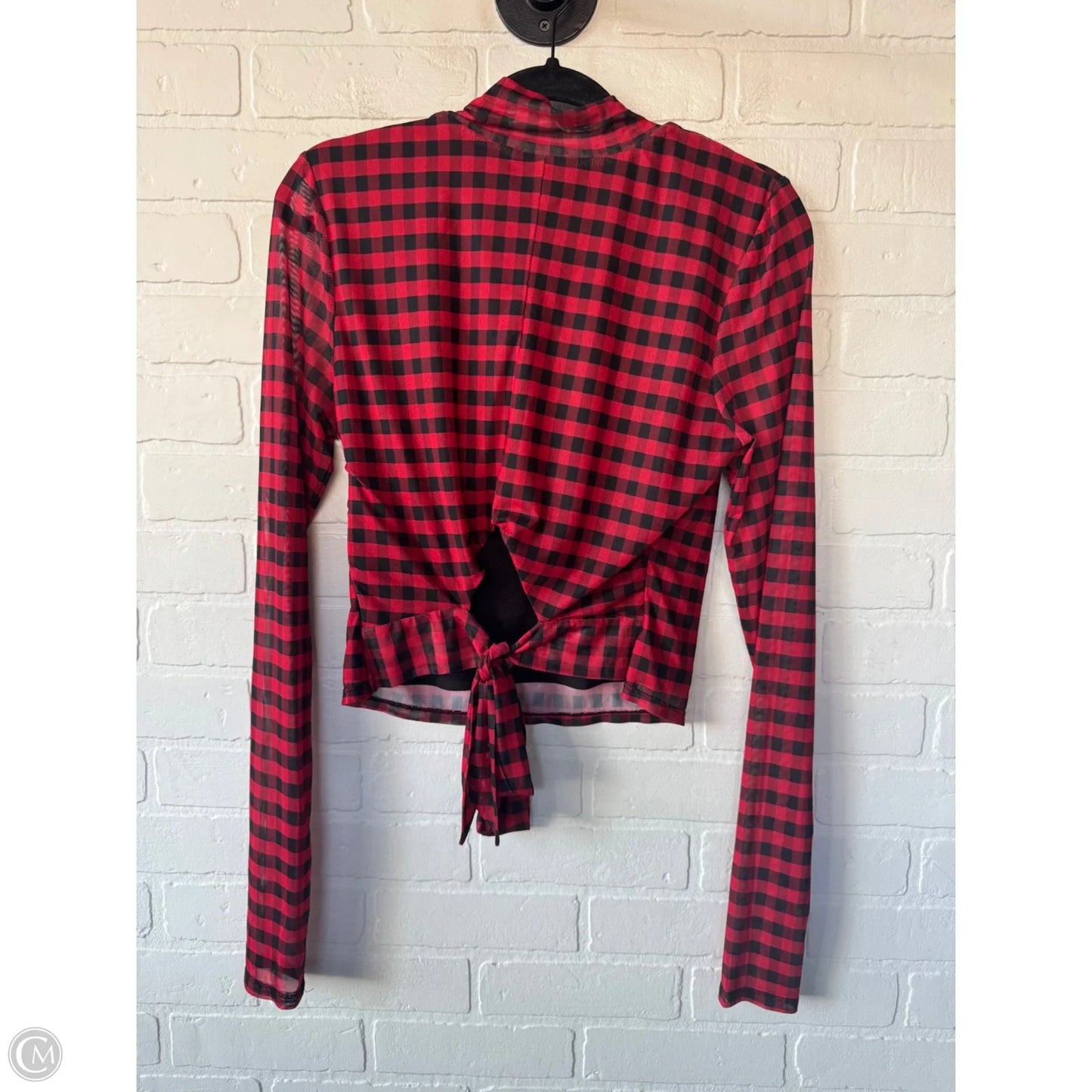 Top Long Sleeve By Bar Iii In Black & Red, Size: L