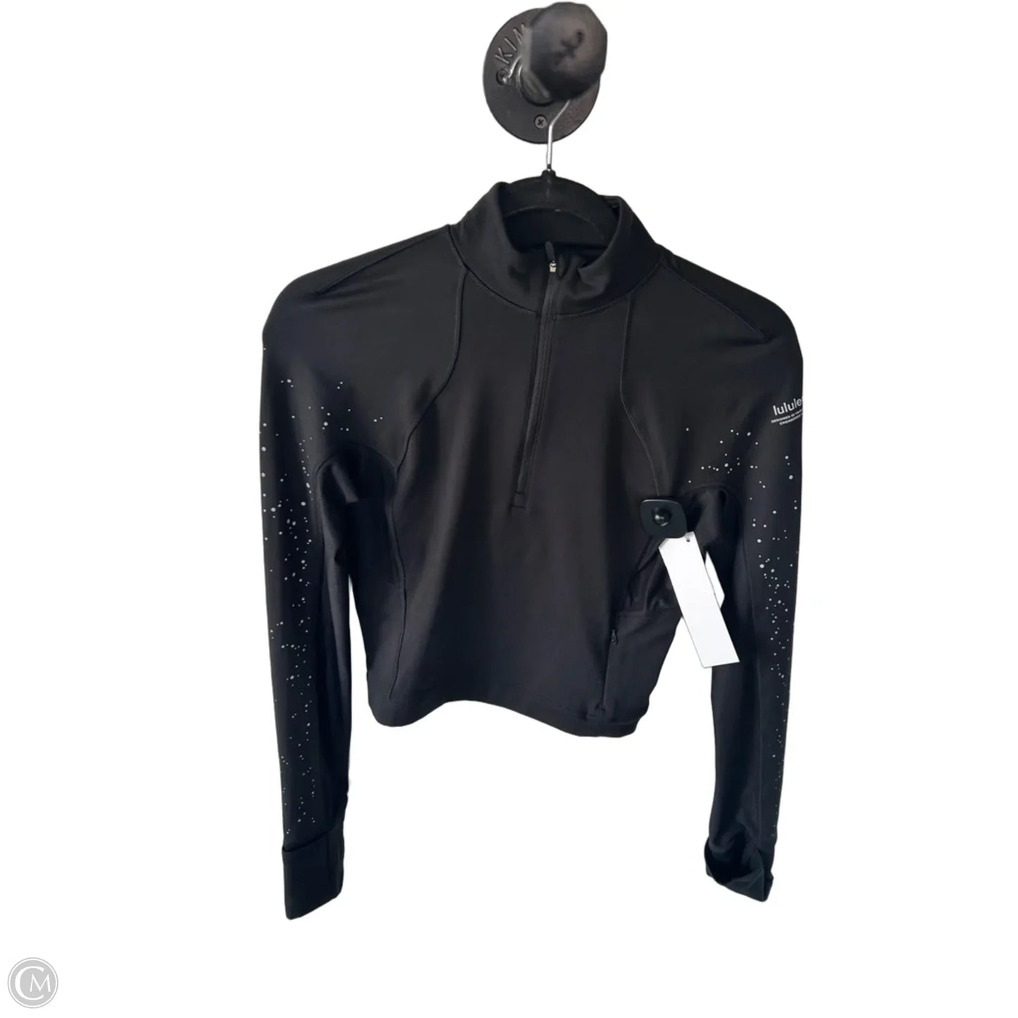 Athletic Top Long Sleeve Collar By Lululemon In Black & White, Size: S