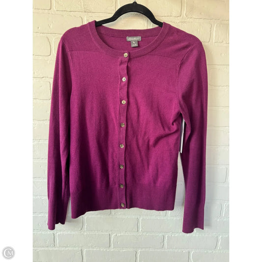 Sweater Cardigan By Eddie Bauer In Purple, Size: M