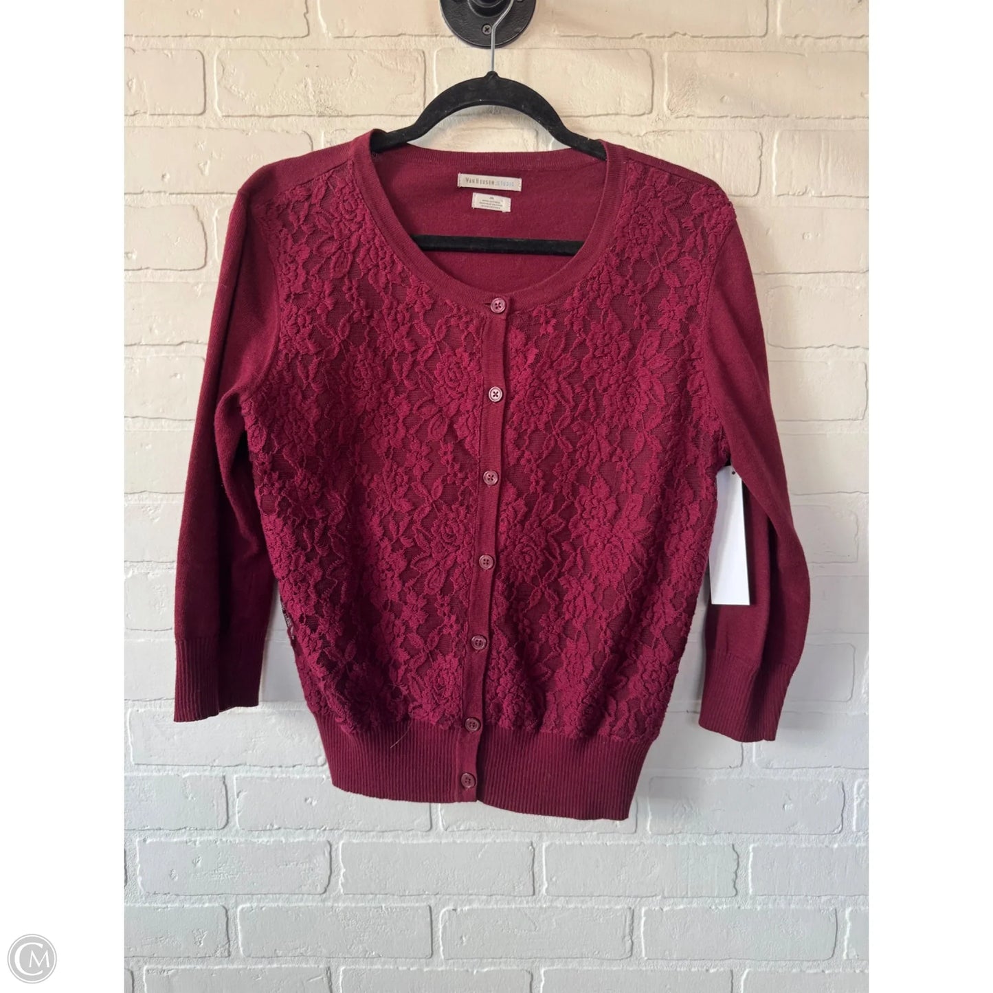 Sweater Cardigan By Van Heusen In Red, Size: M