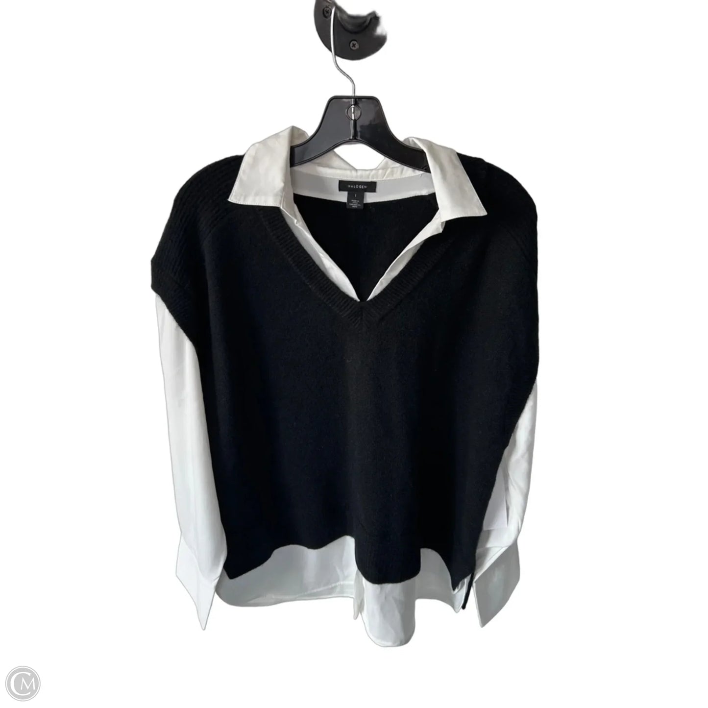 Sweater By Halogen In Black & White, Size: L