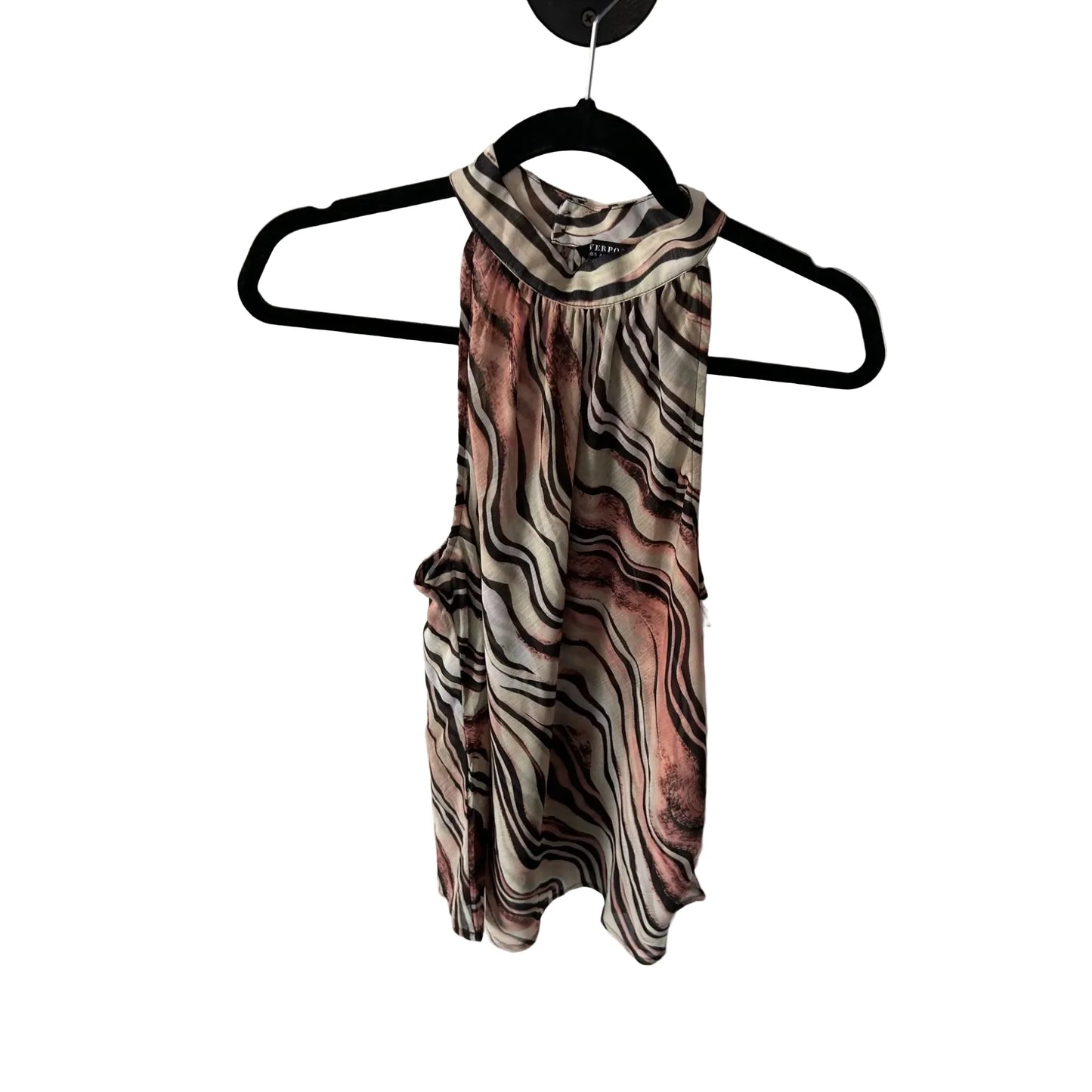 Top Sleeveless By Liverpool In Brown & Tan, Size: S