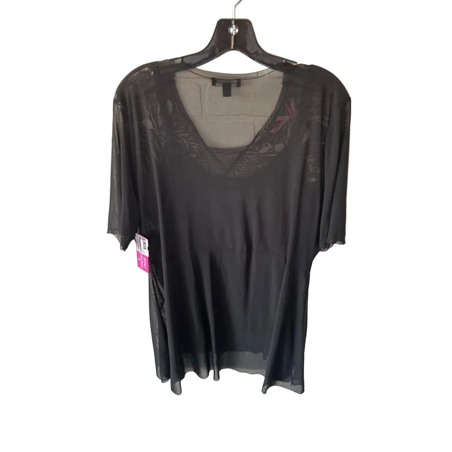 Top 2pc Short Sleeve By Lane Bryant In Black & Pink, Size: 1x