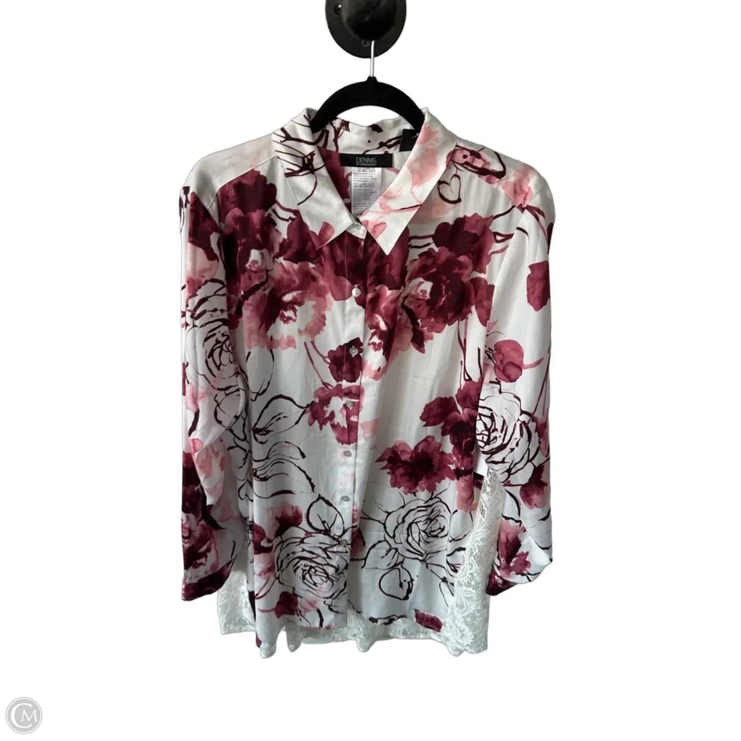 Tunic Long Sleeve By Dennis Basso Qvc In Pink & White, Size: Xl