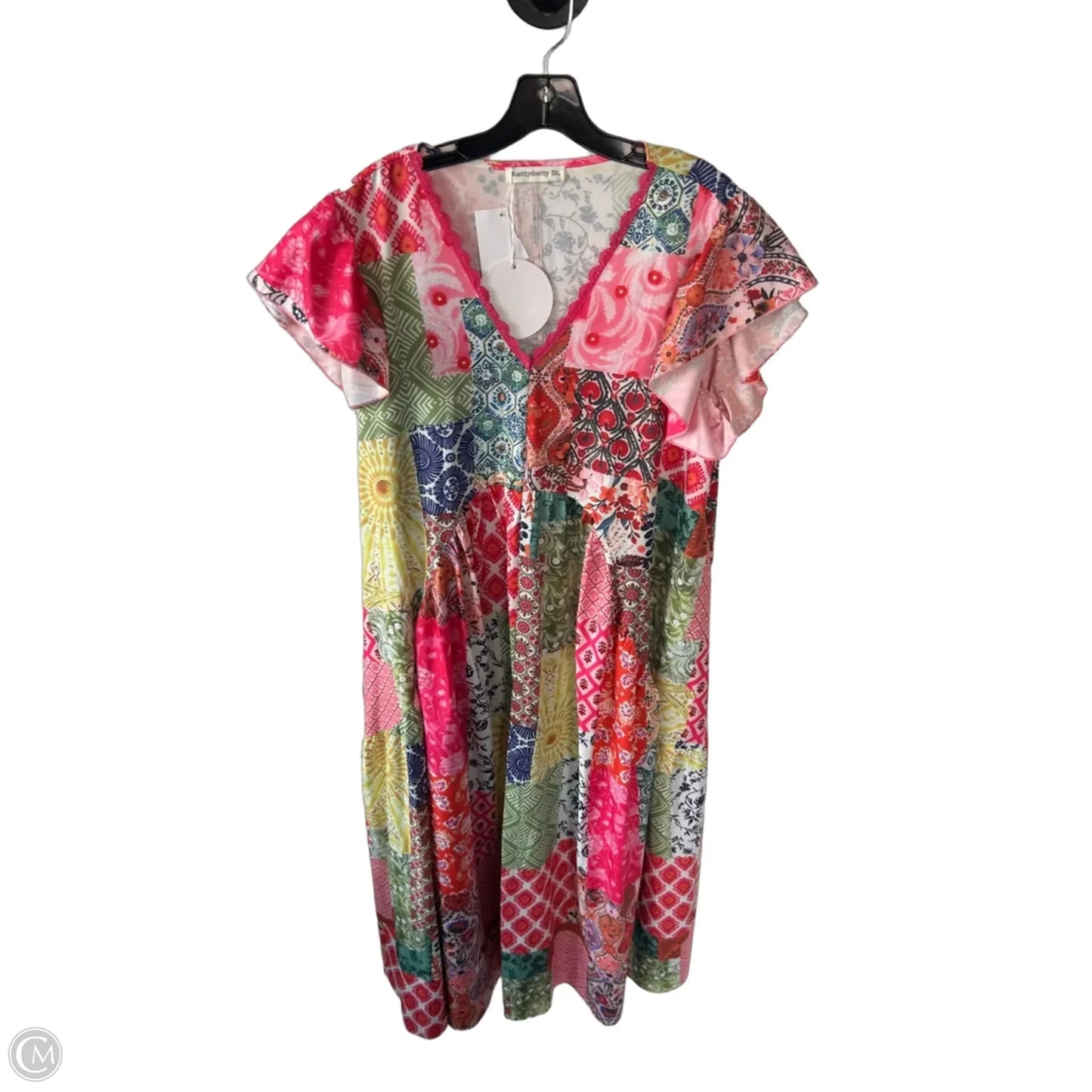 Dress Casual Maxi By Clothes Mentor In Green & Pink, Size: 0x