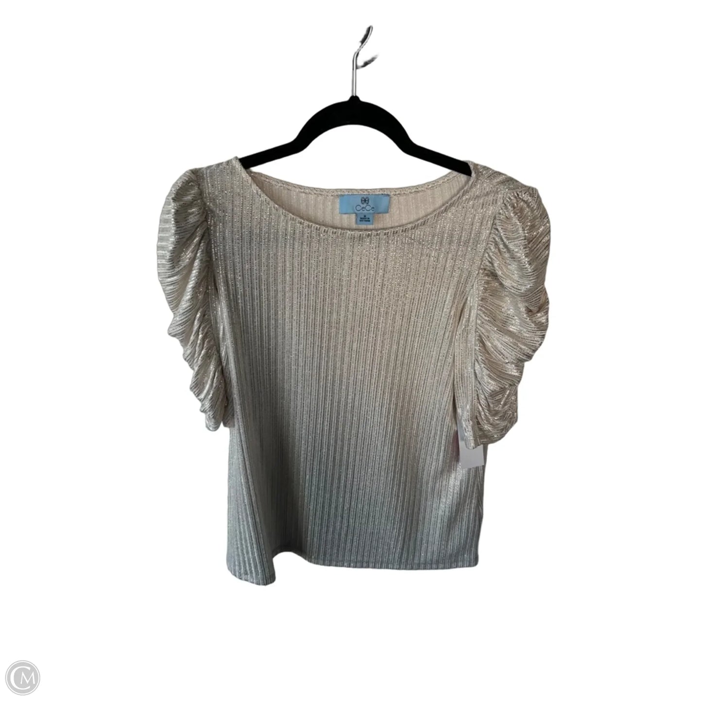 Top Short Sleeve By Cece In Gold, Size: M