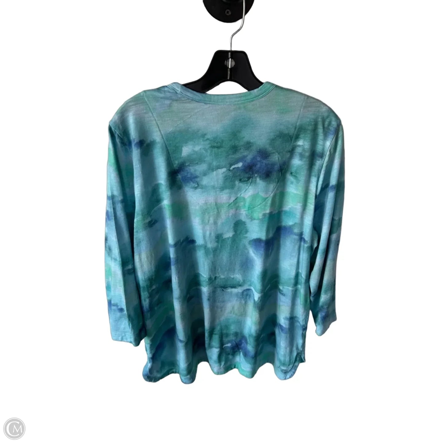 Top 3/4 Sleeve By Chicos In Blue & Green, Size: Xl