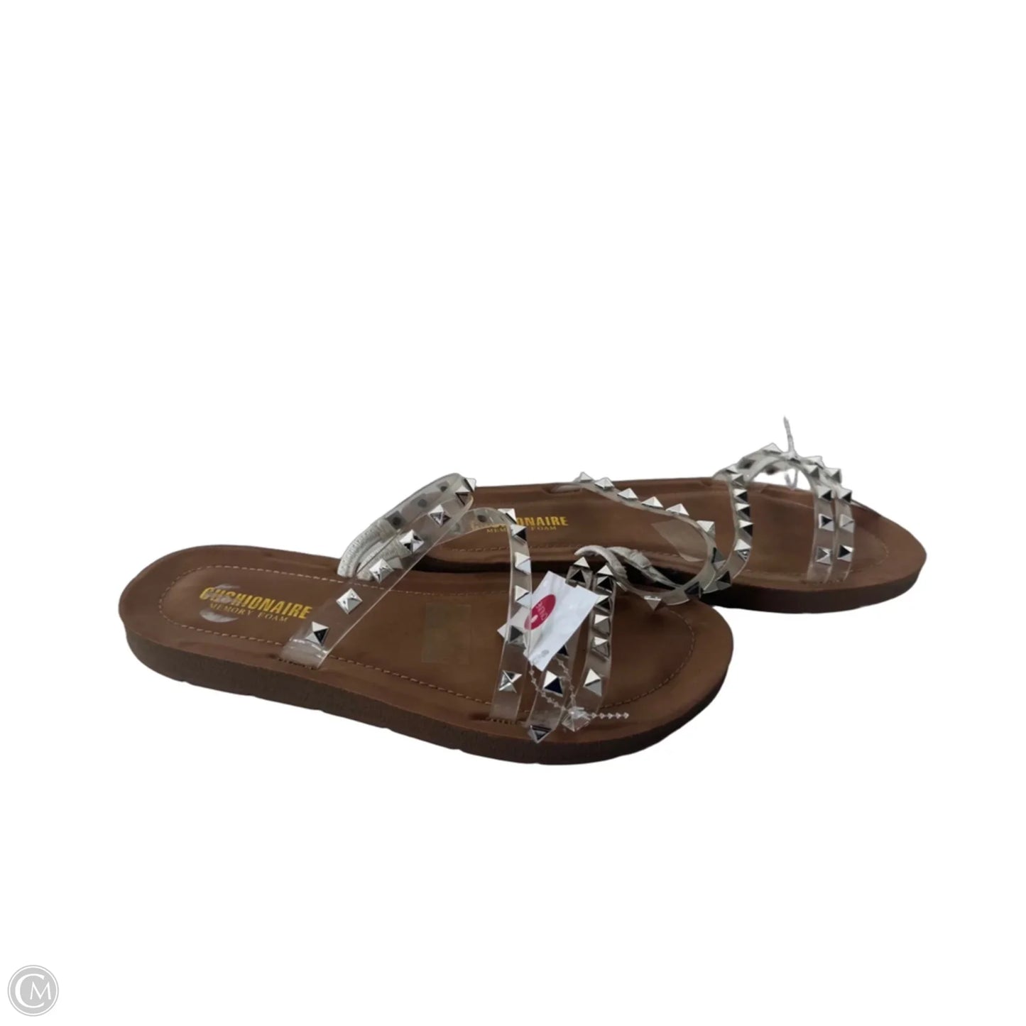 Sandals Flats By Cushionaire In Silver & Tan, Size: 9