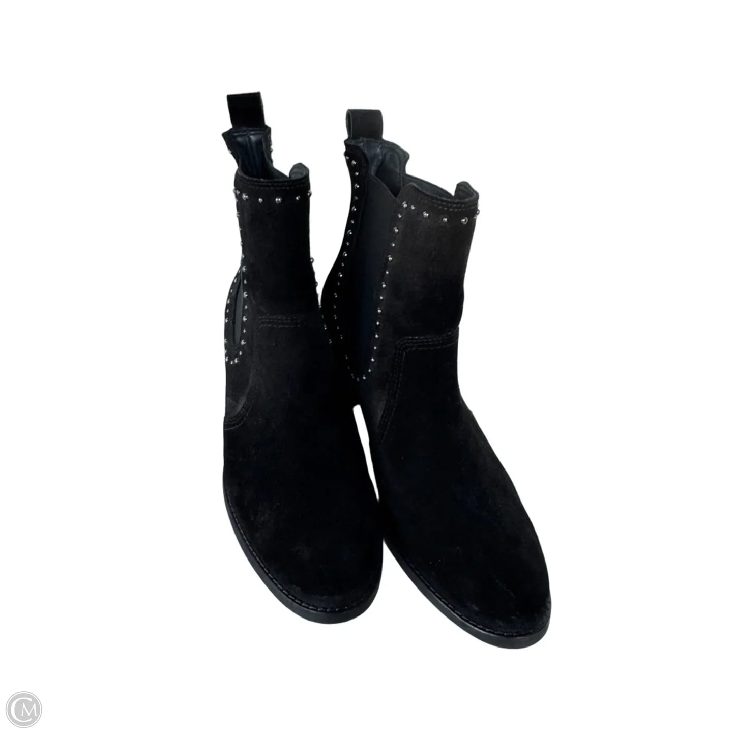 Boots Ankle Heels By Paul Green In Black & Silver, Size: 6.5