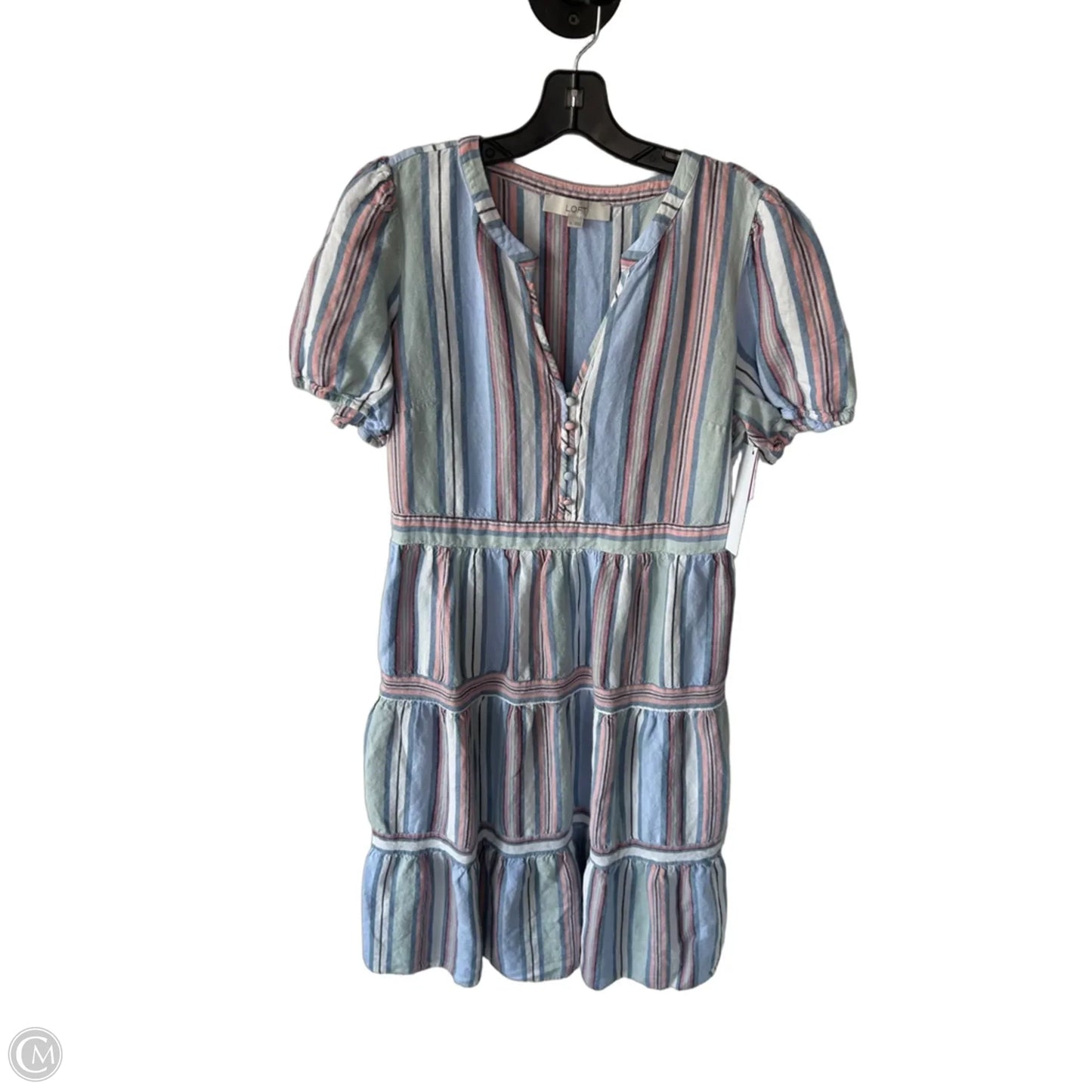 Dress Casual Midi By Loft In Blue & Green, Size: L