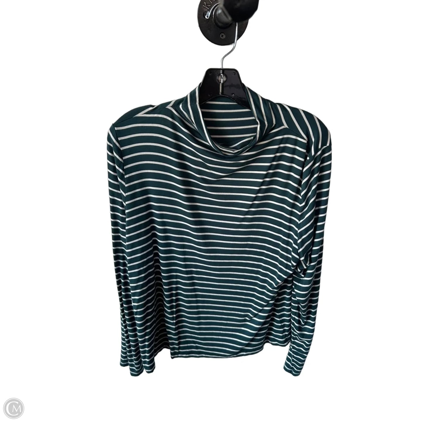 Top Long Sleeve Basic By Tahari In Green & White, Size: Xl