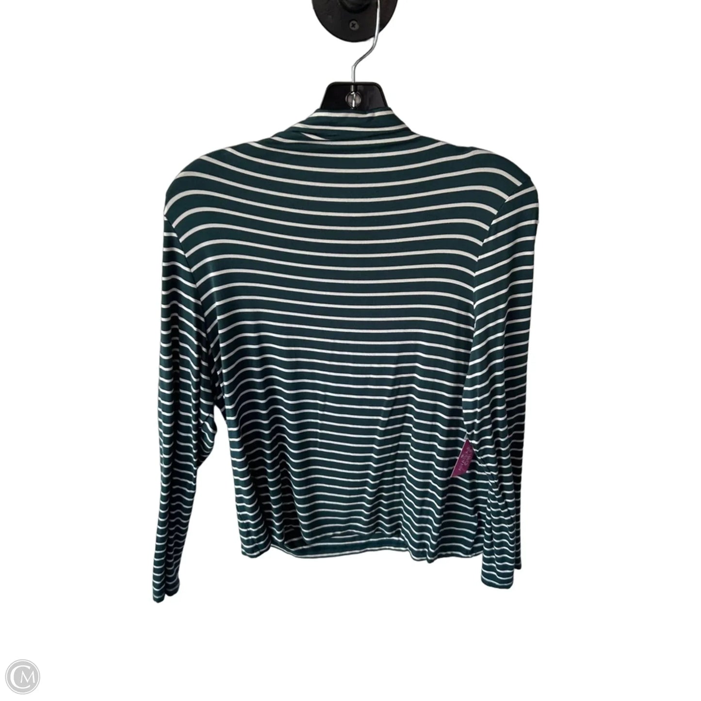 Top Long Sleeve Basic By Tahari In Green & White, Size: Xl