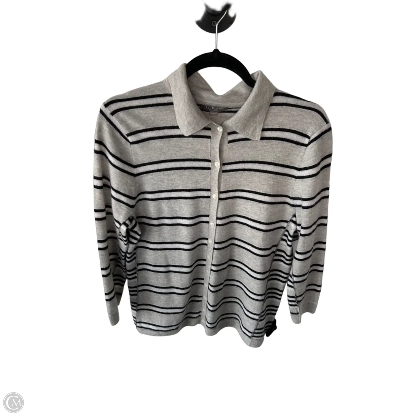 Sweater Cardigan Cashmere By J. Crew In Black & Grey, Size: L