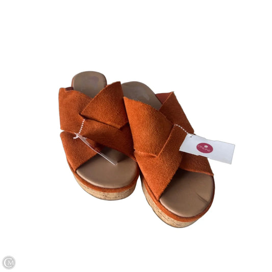 Sandals Heels Wedge By Sorel In Orange & Tan, Size: 6