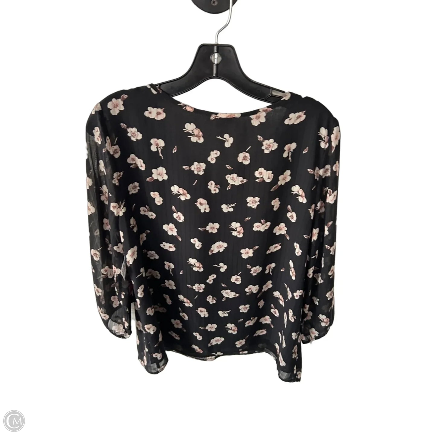 Top 3/4 Sleeve By Skies Are Blue In Black & Tan, Size: L