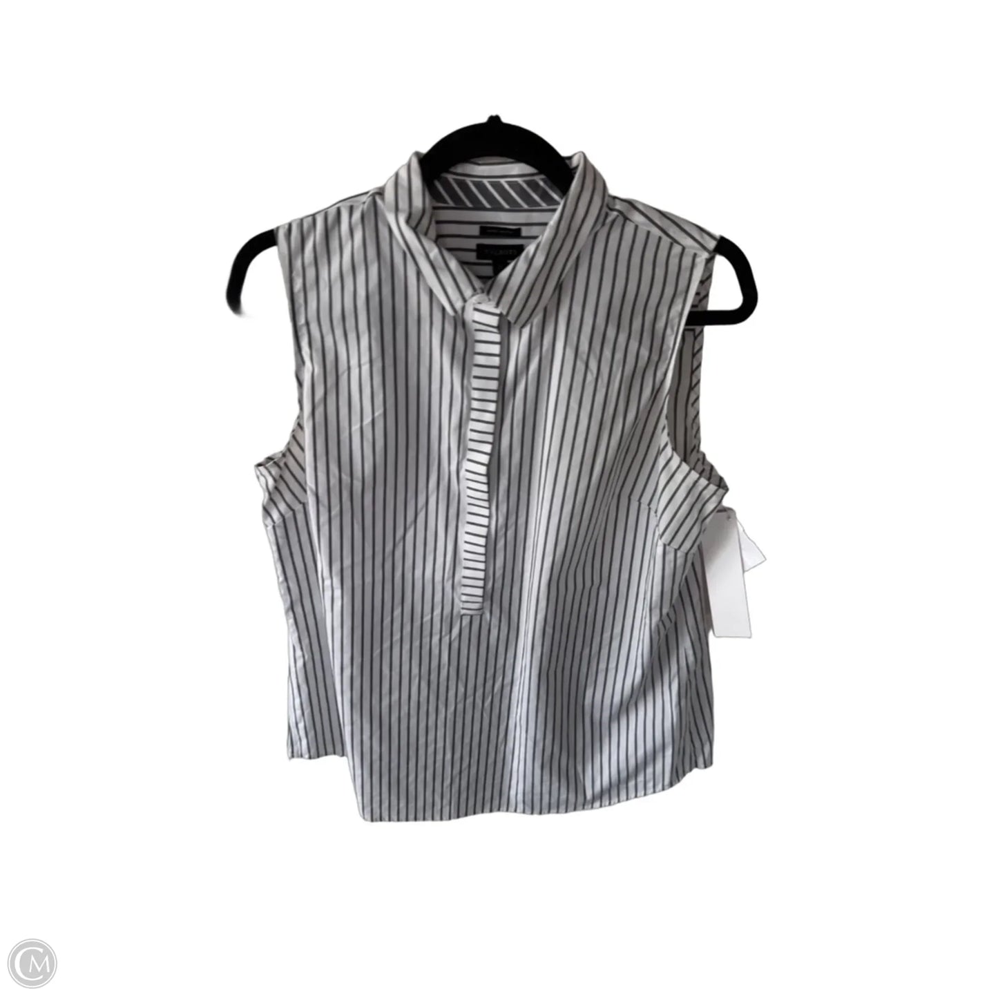 Top Sleeveless By Talbots In Grey & White, Size: M