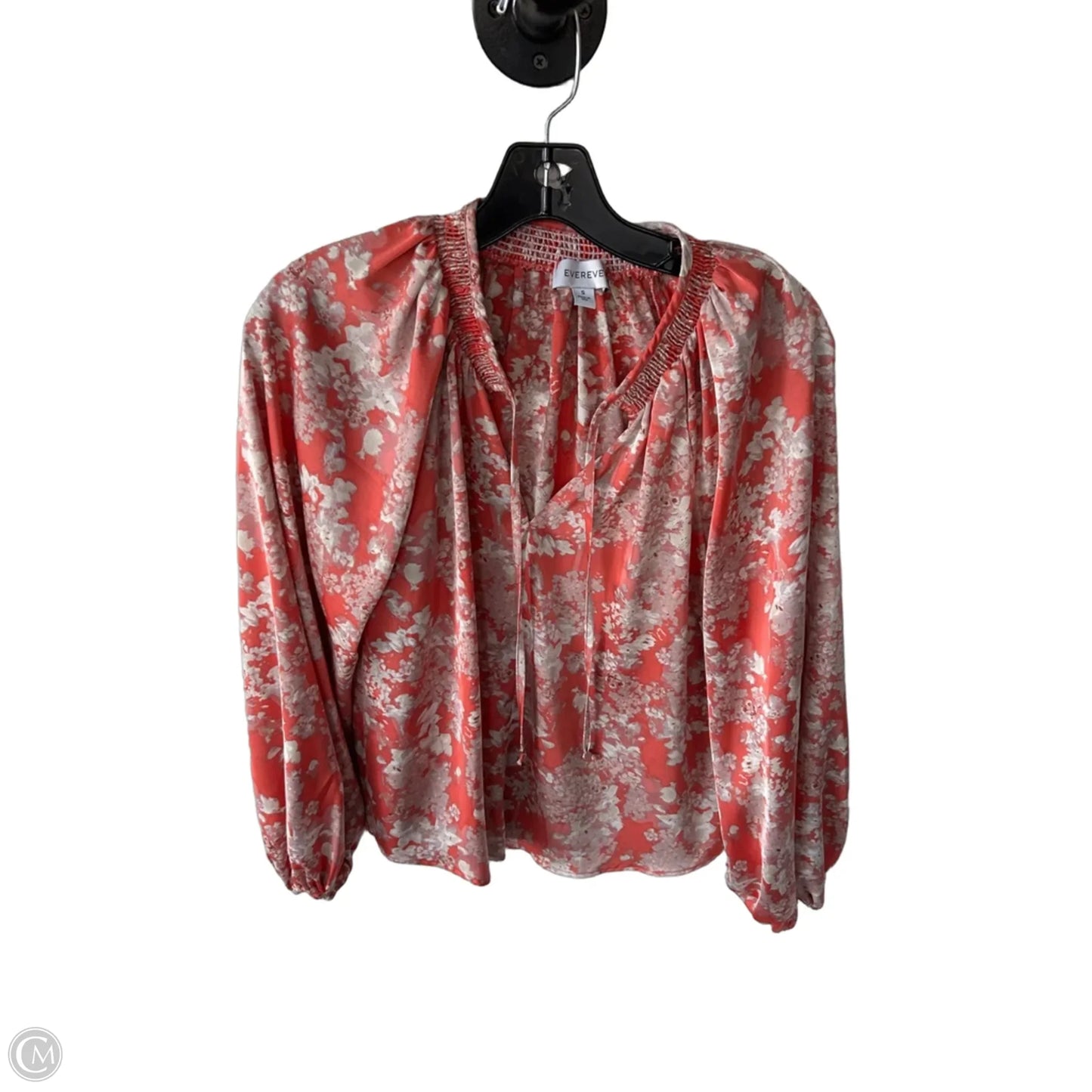 Top Long Sleeve By Evereve In Pink & White, Size: S
