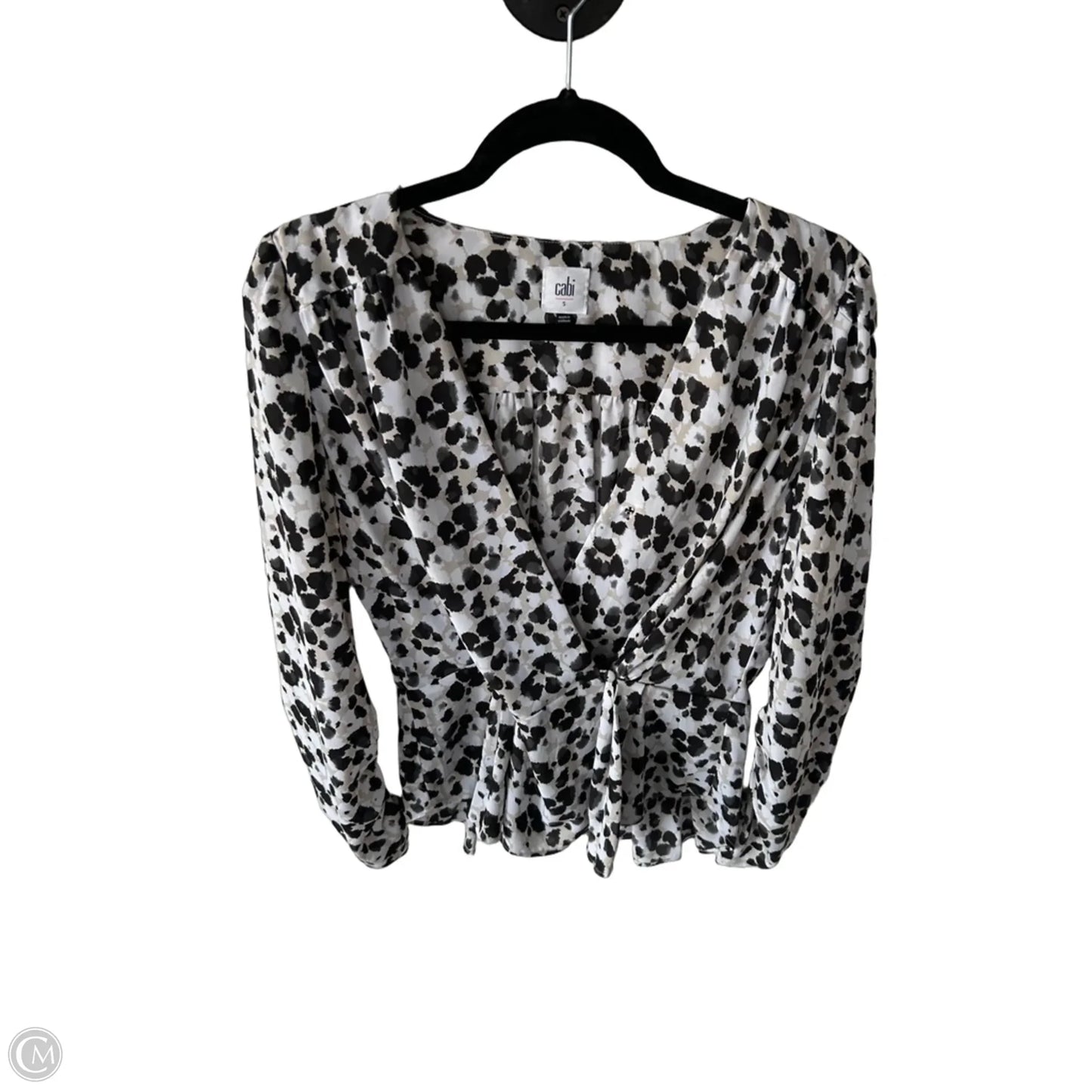 Blouse Long Sleeve By Cabi In Black & Tan, Size: S