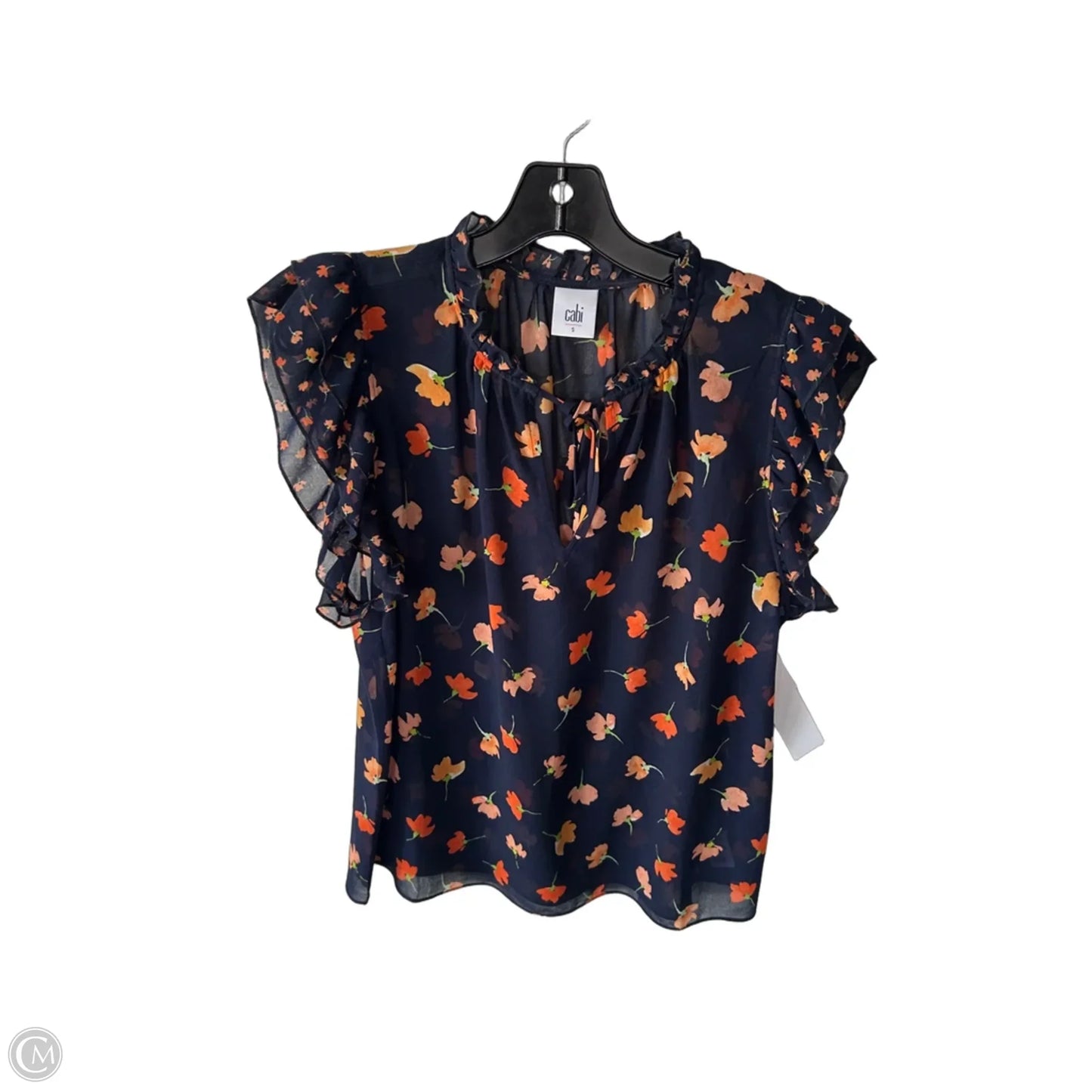Top Short Sleeve By Cabi In Blue & Orange, Size: S