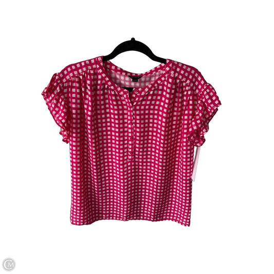Top Short Sleeve By Ann Taylor In Pink & White, Size: S