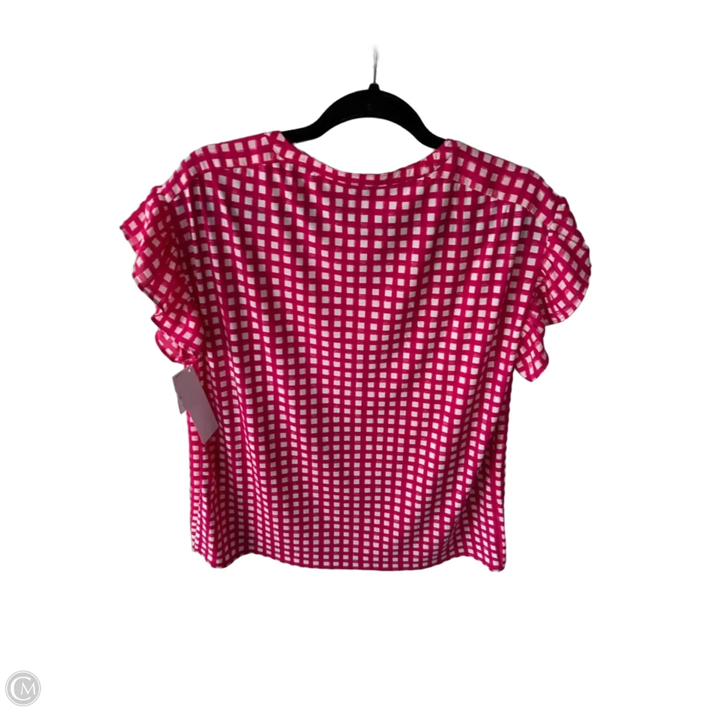 Top Short Sleeve By Ann Taylor In Pink & White, Size: S