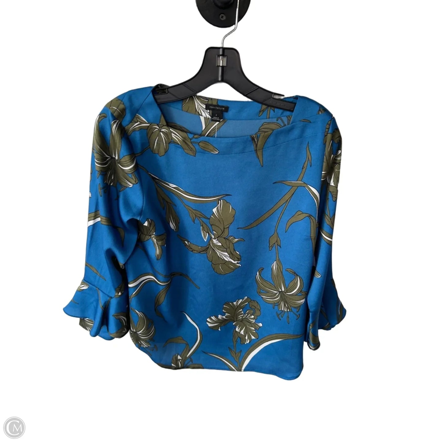 Blouse 3/4 Sleeve By Ann Taylor In Blue & Green, Size: S