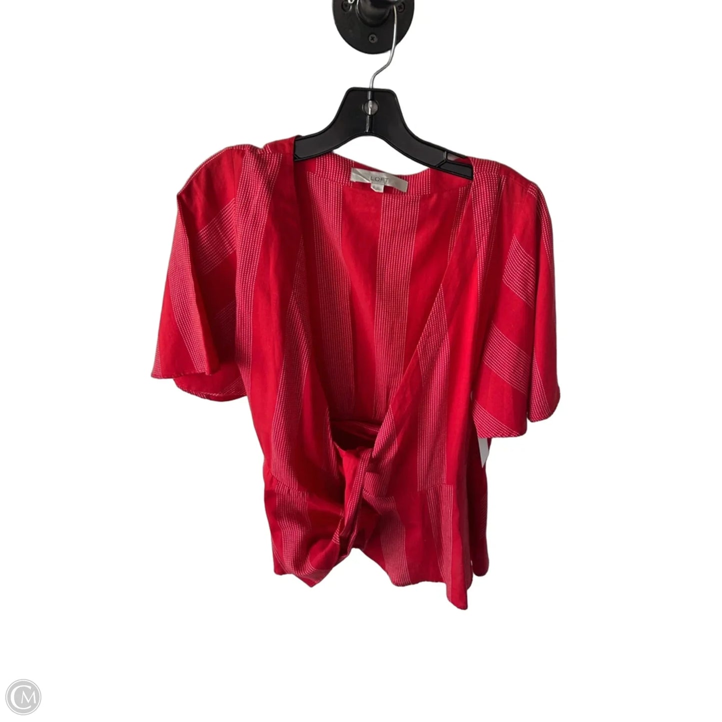 Top Short Sleeve By Loft In Red & White, Size: S