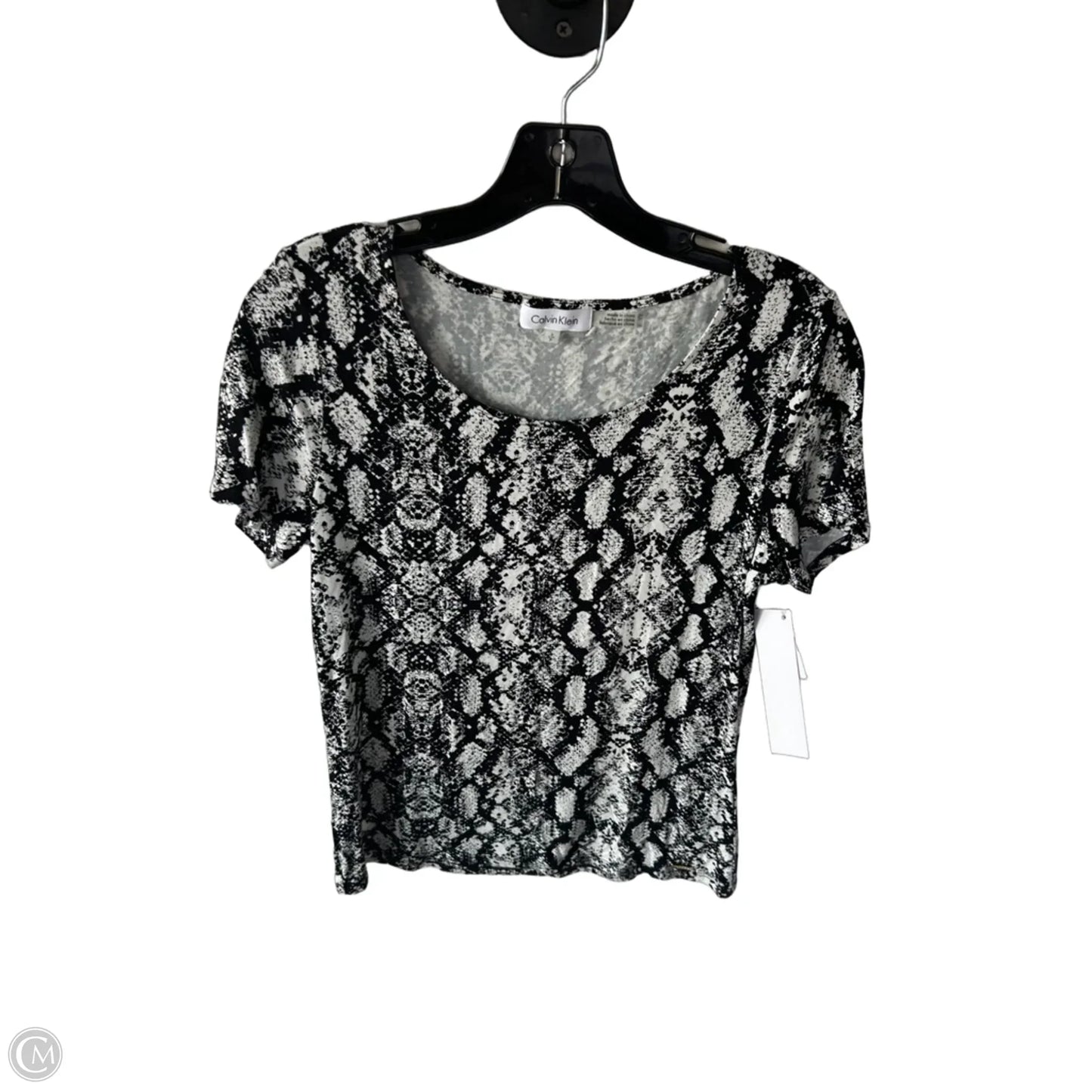 Top Short Sleeve By Calvin Klein In Snakeskin Print, Size: S