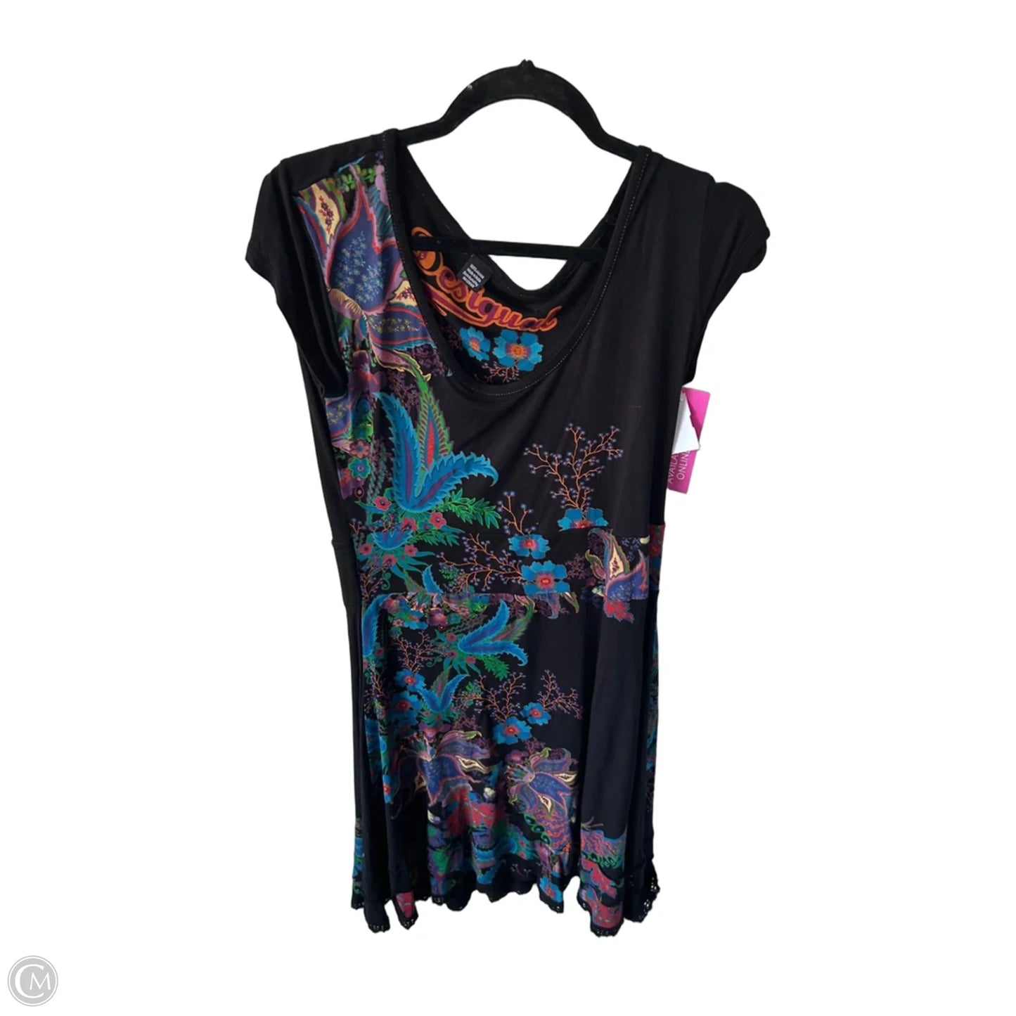 Dress Casual Midi By Desigual In Black & Blue, Size: S