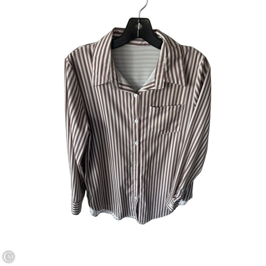 Top Long Sleeve By Cme In Brown & White, Size: M