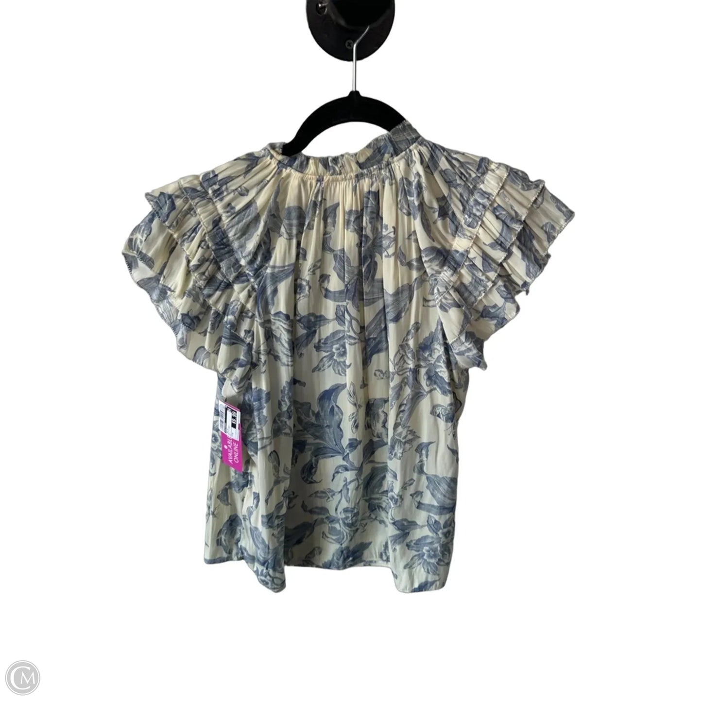 Top Short Sleeve By Philosophy In Blue & Cream, Size: M